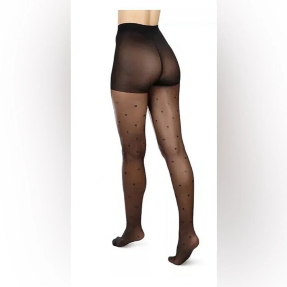 MeMoi HEART SHEER NYLON TIGHTS $24 IN STORES SZ S/M IN ORIGINAL PACKAGE